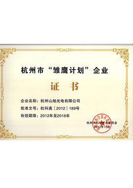 杭州市“雛鷹計劃”企業(yè)證書